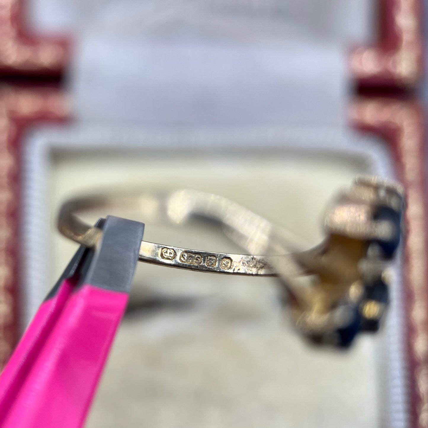1980s Vintage 9ct Gold Sapphire Dress Ring