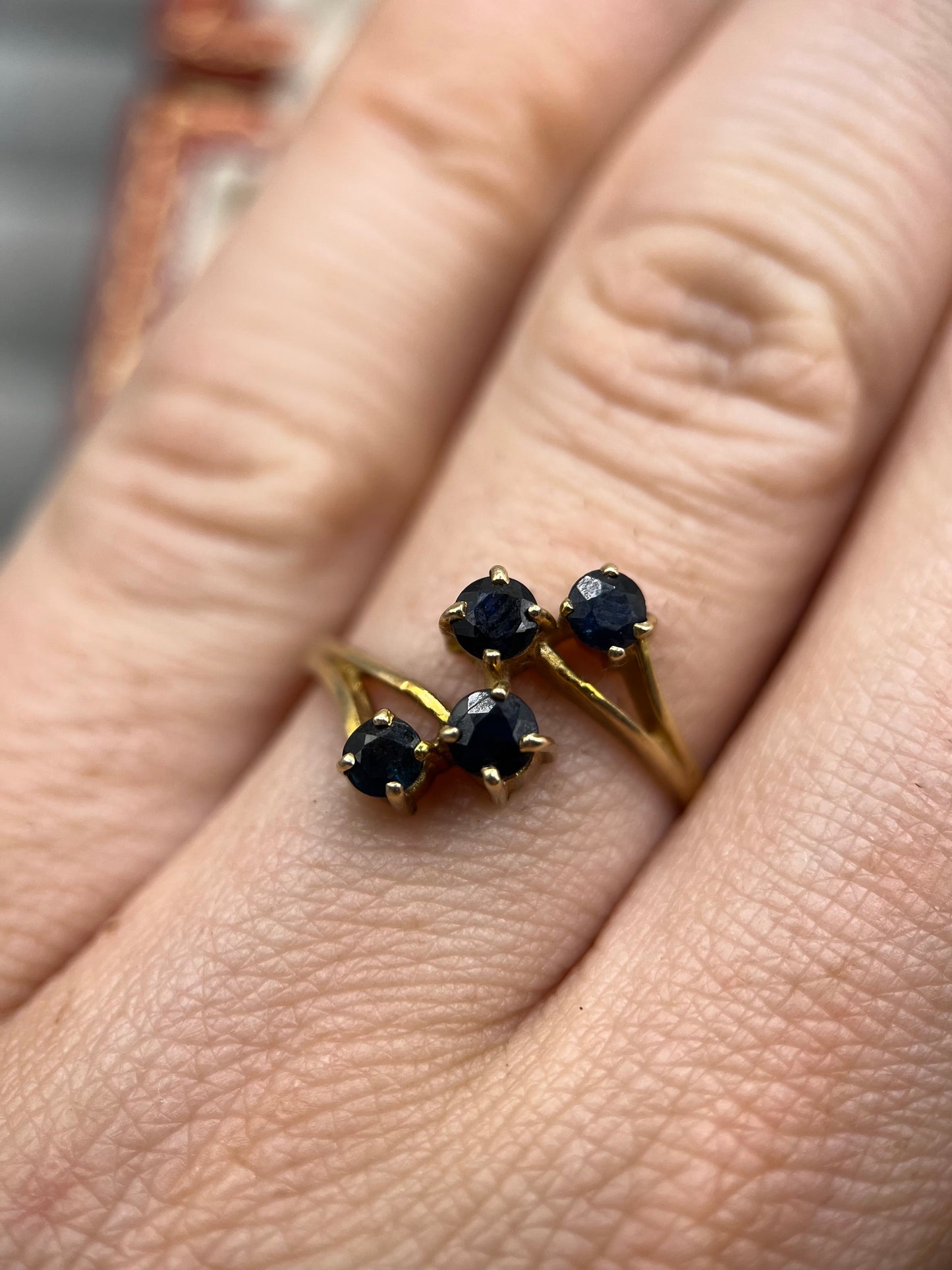 1980s Vintage 9ct Gold Sapphire Dress Ring