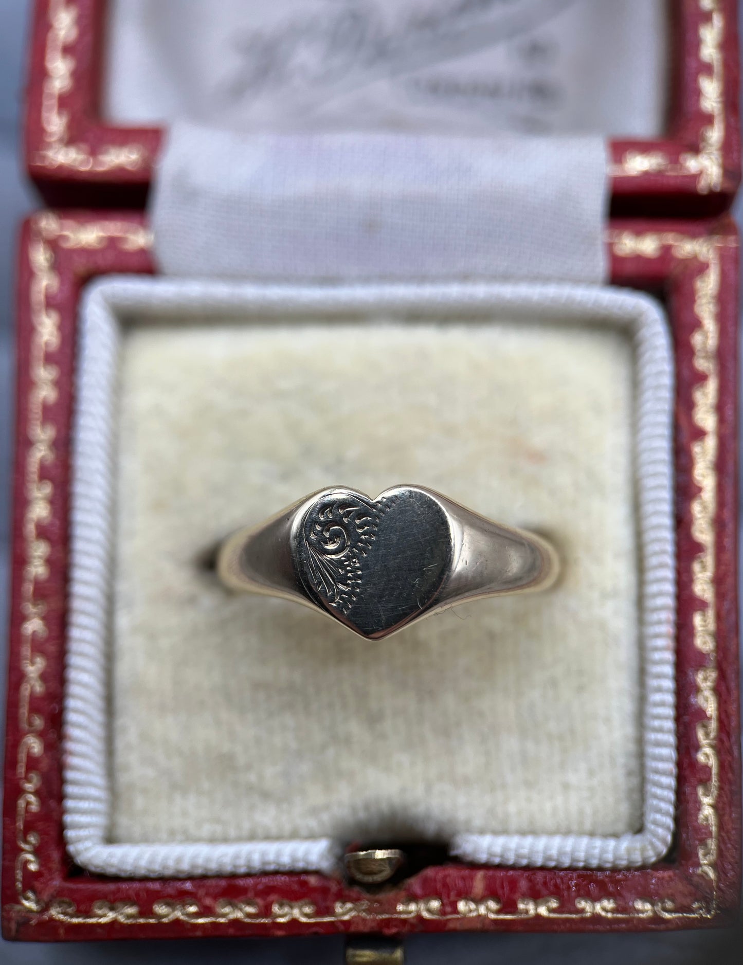 1960s Vintage 9ct Gold Heart Signet Ring