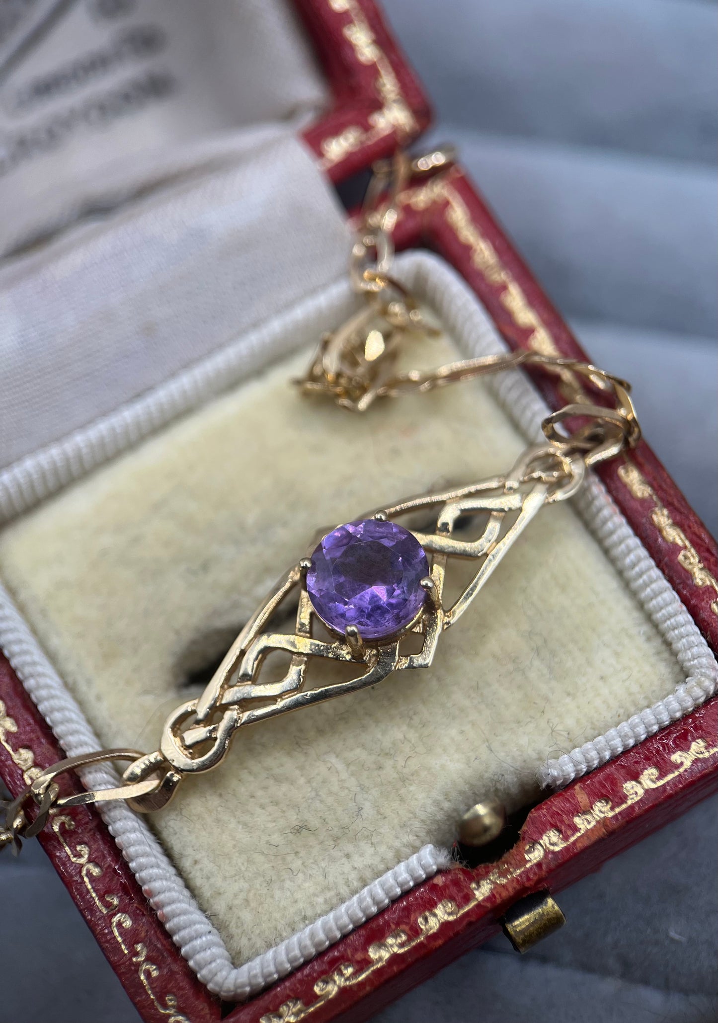 Vintage 9ct Gold Amethyst Link Bracelet