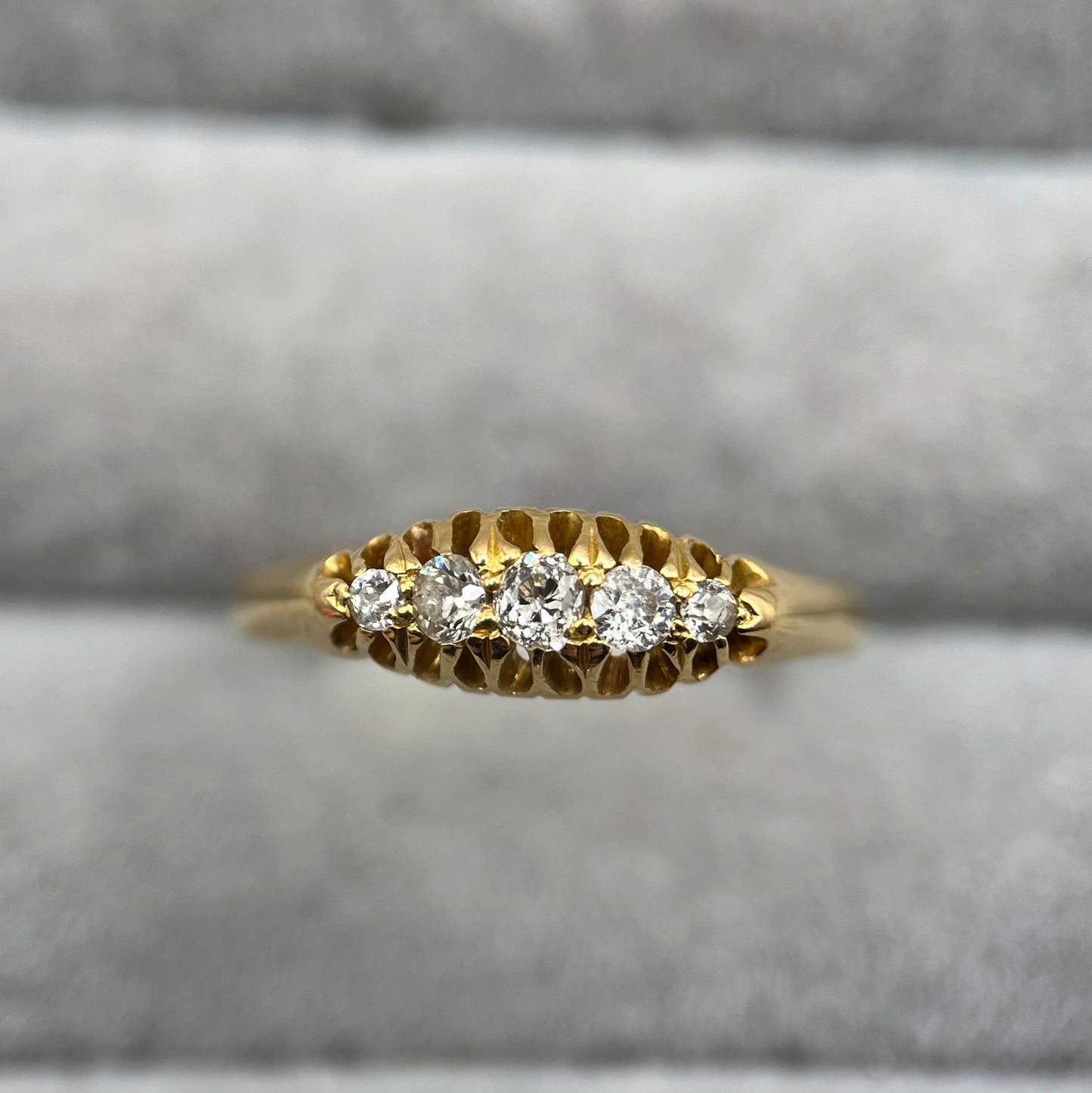 Edwardian Antique 18ct Gold Diamond Five-Stone Ring