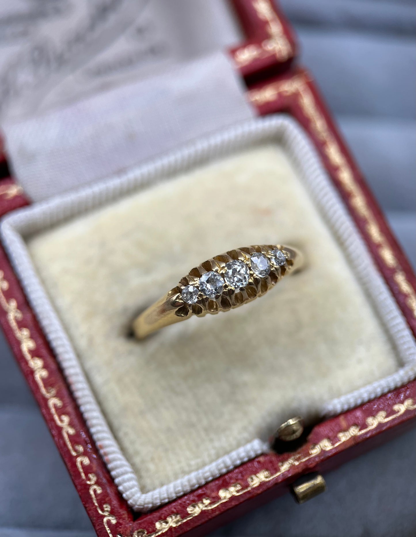 Edwardian Antique 18ct Gold Diamond Five-Stone Ring