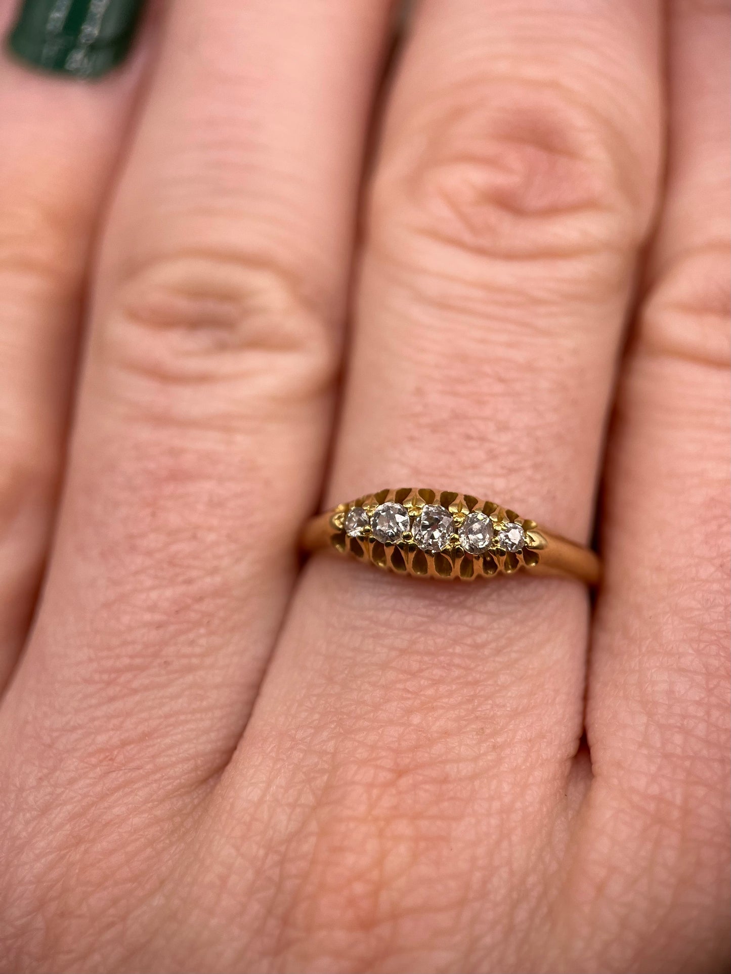Edwardian Antique 18ct Gold Diamond Five-Stone Ring
