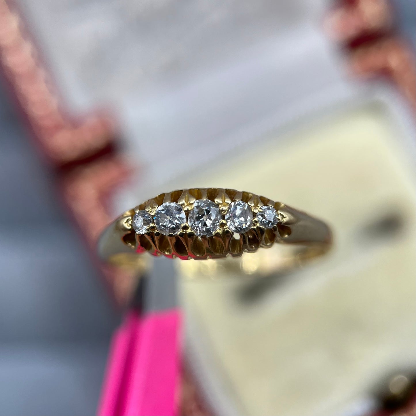 Edwardian Antique 18ct Gold Diamond Five-Stone Ring