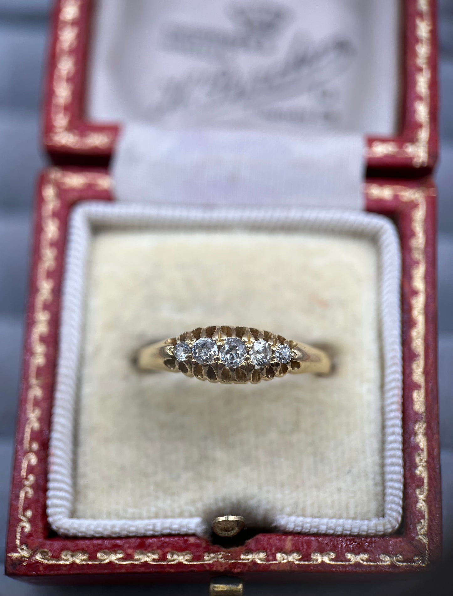 Edwardian Antique 18ct Gold Diamond Five-Stone Ring