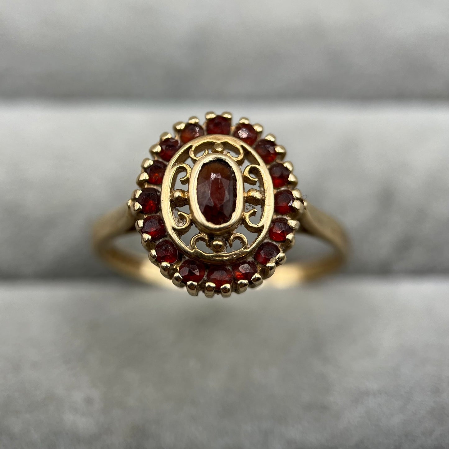 1990s Vintage 9ct Gold Garnet Dress Ring