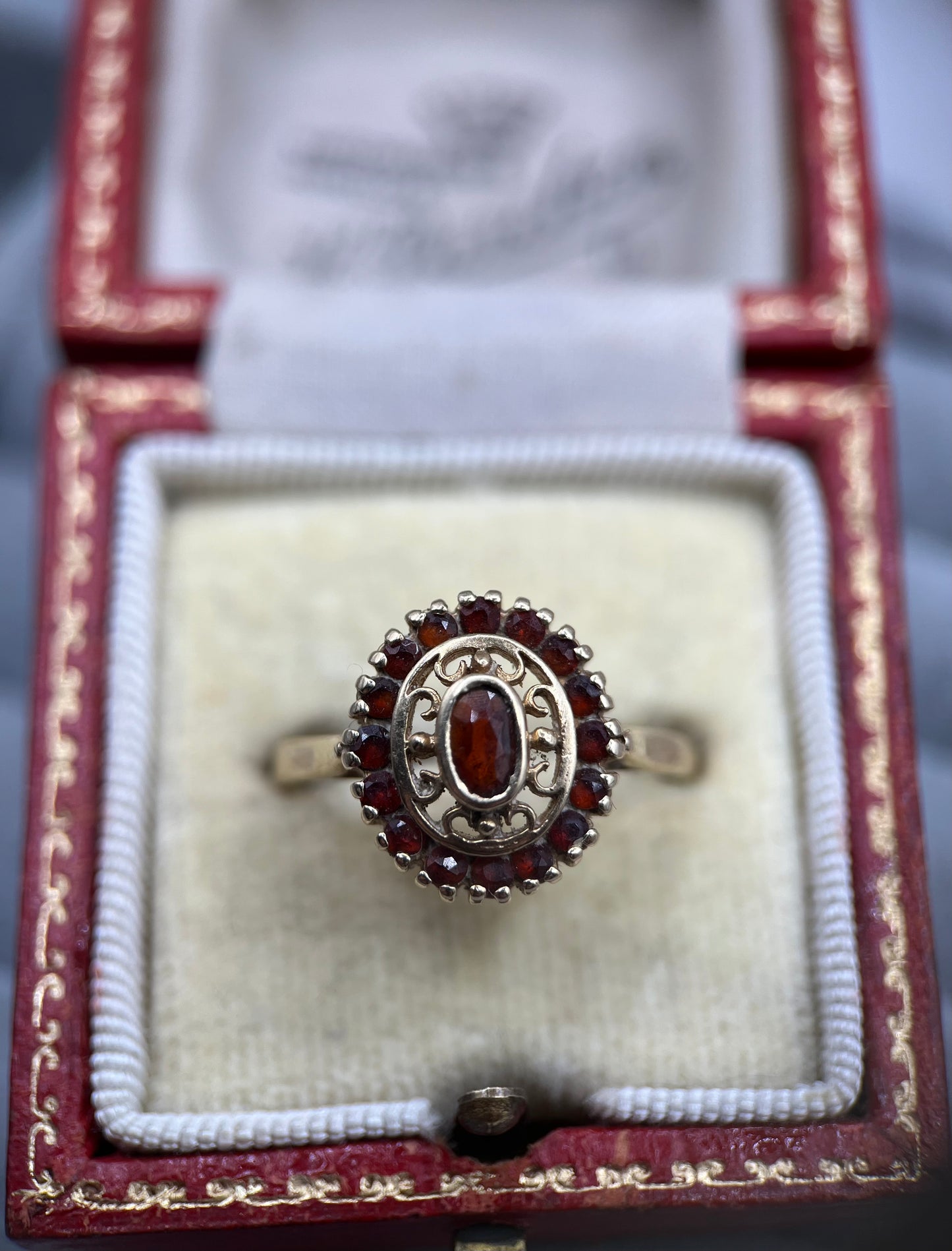 1990s Vintage 9ct Gold Garnet Dress Ring