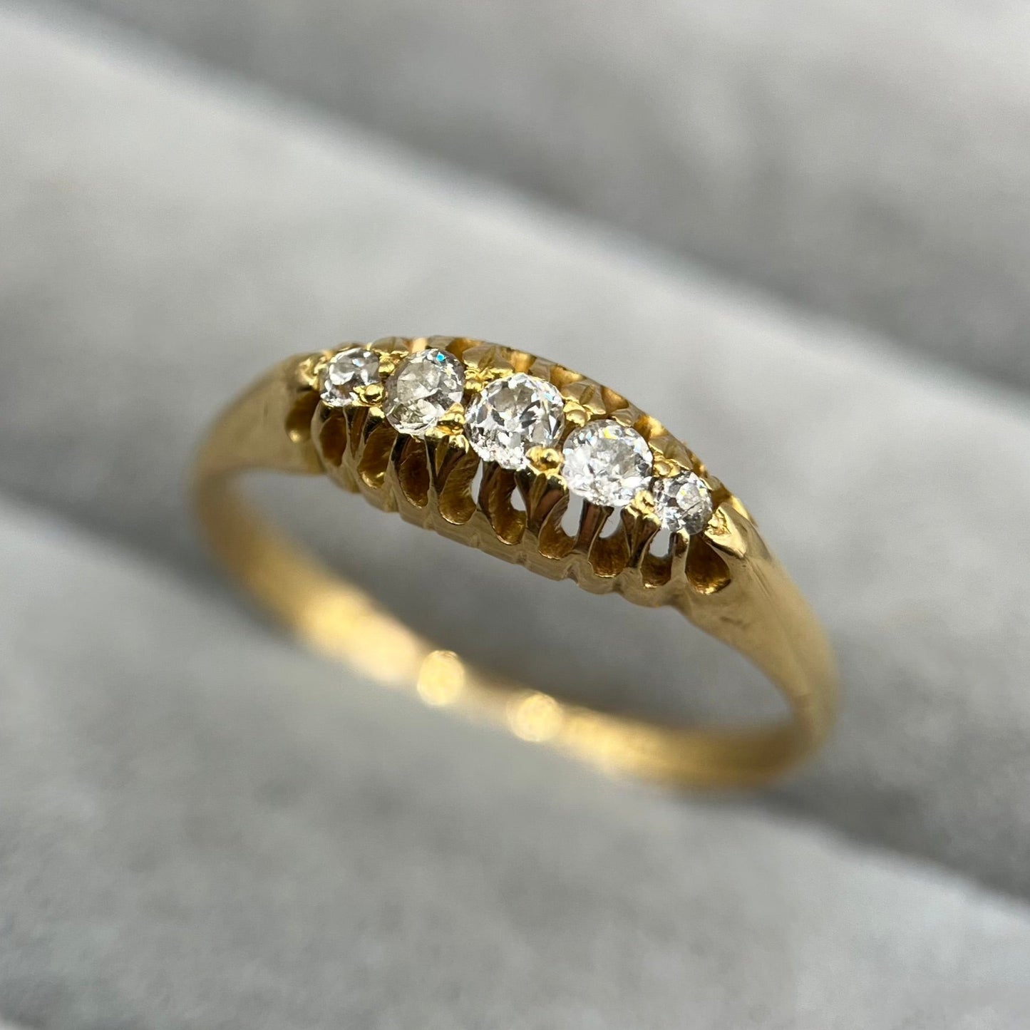 Edwardian Antique 18ct Gold Diamond Five-Stone Ring