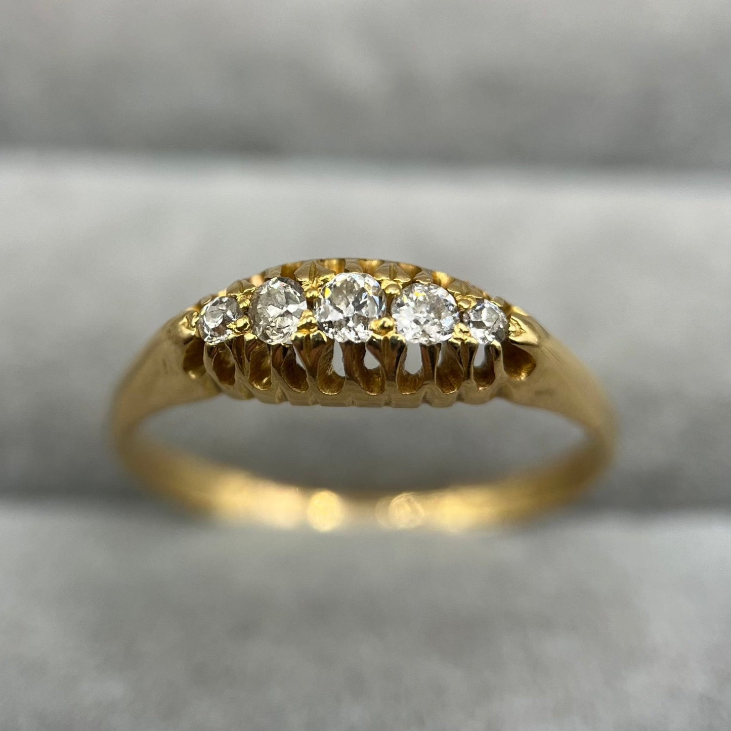 Edwardian Antique 18ct Gold Diamond Five-Stone Ring