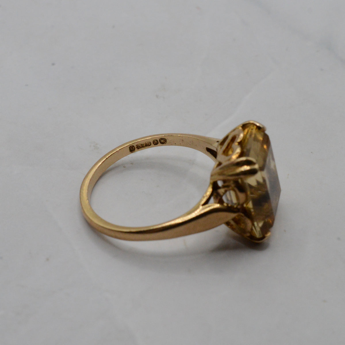 1960s Vintage 9ct Gold Citrine Dress Ring