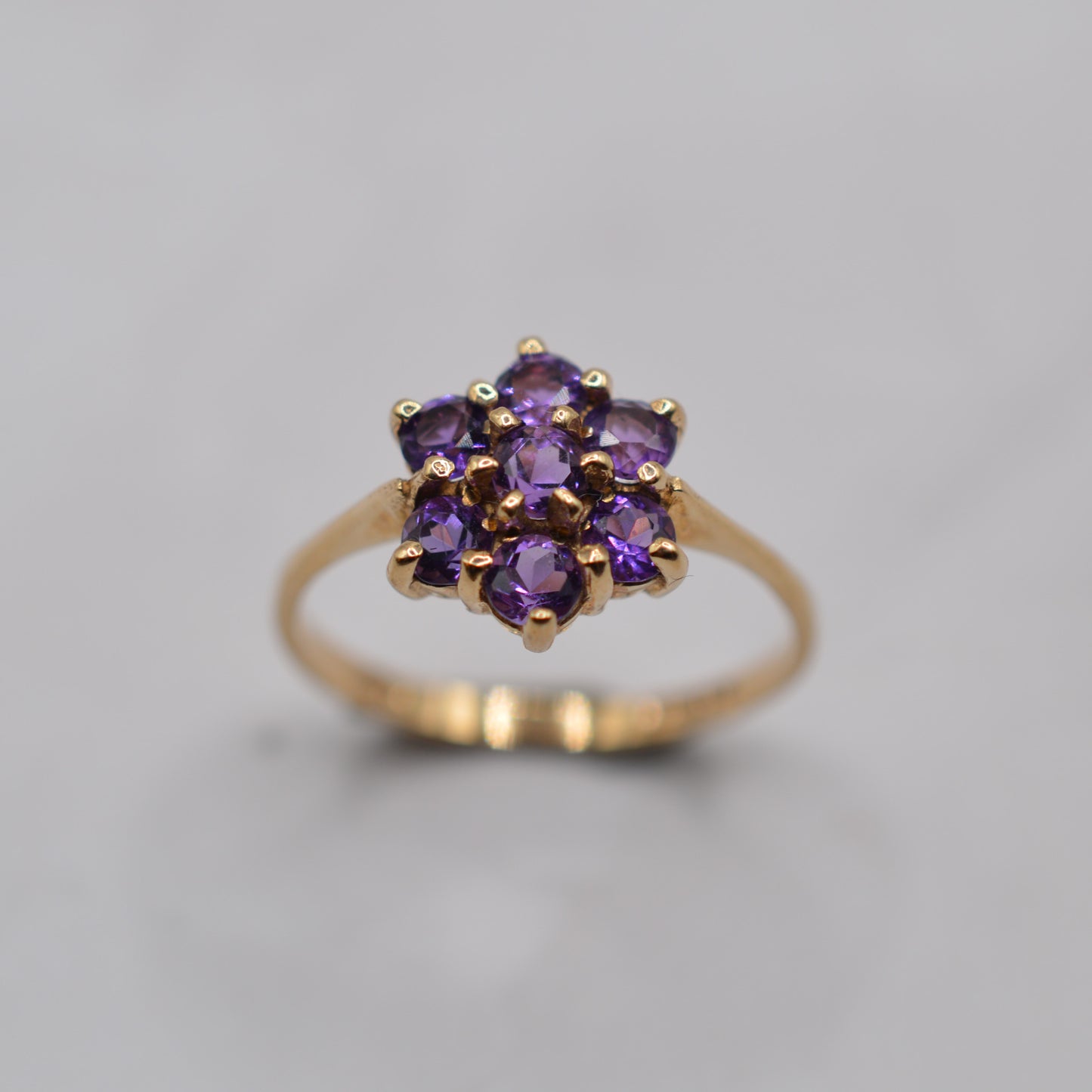 1990s 9ct Gold Amethyst Cluster Ring