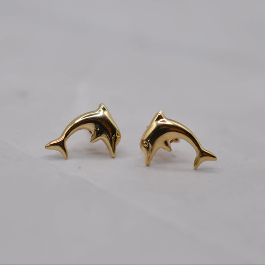 9ct Gold Dolphin Stud Earrings