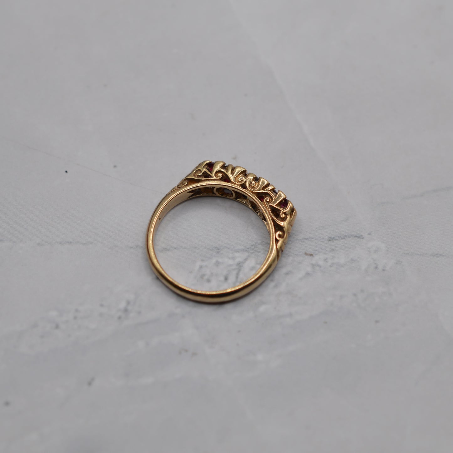 1990s 9ct Gold Ruby Five-Stone Ring