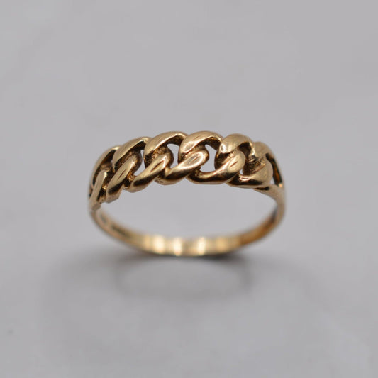 1980s Vintage 9ct Gold Chain Ring
