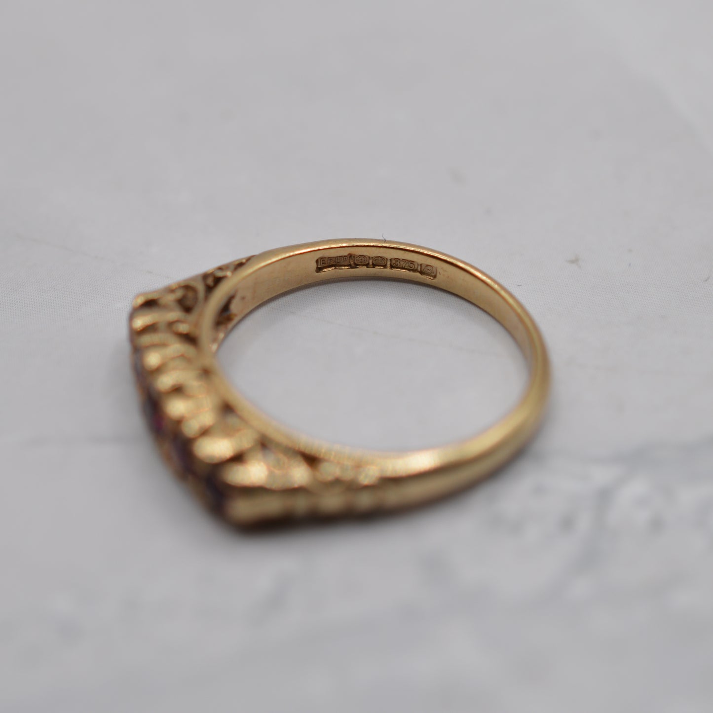 1990s 9ct Gold Ruby Five-Stone Ring