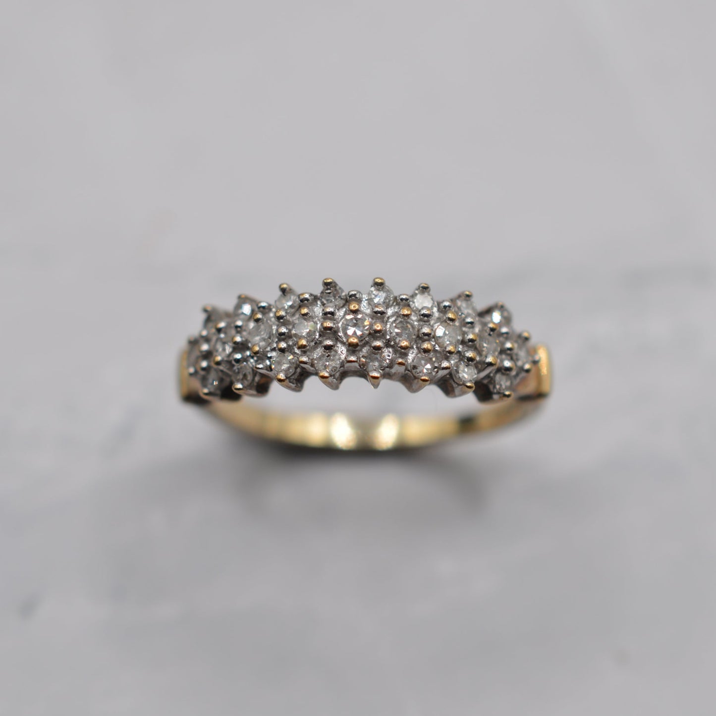 9ct Gold 0.25ct Diamond Triple Row Ring