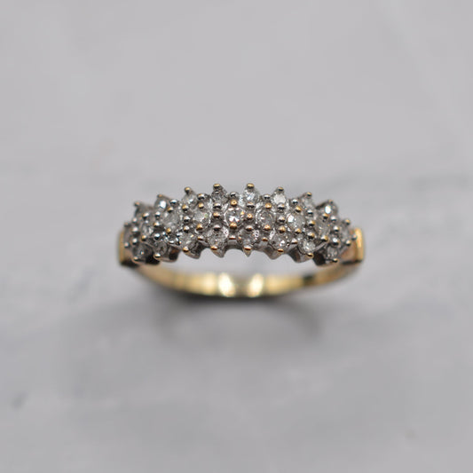 9ct Gold 0.25ct Diamond Triple Row Ring