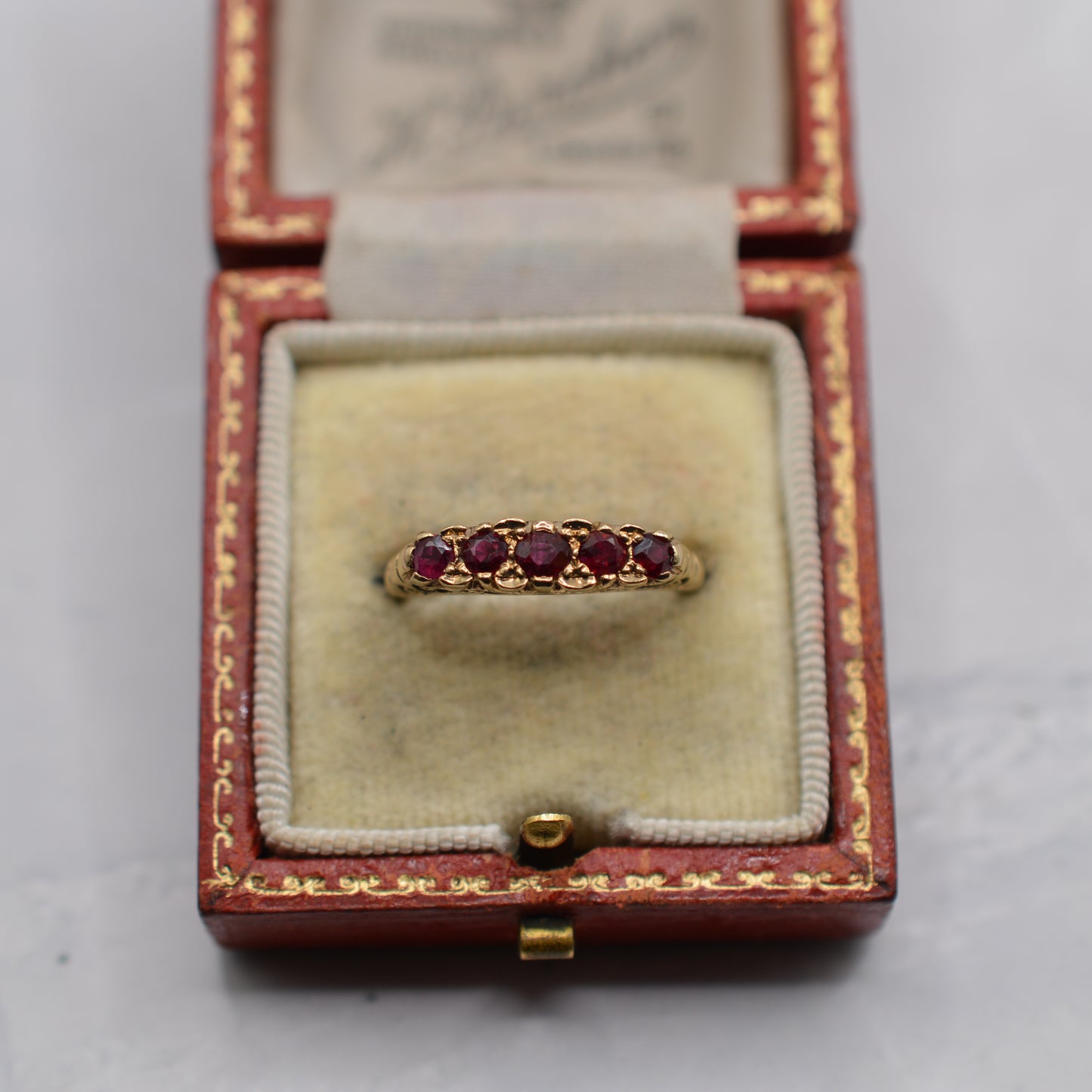 1990s 9ct Gold Ruby Five-Stone Ring