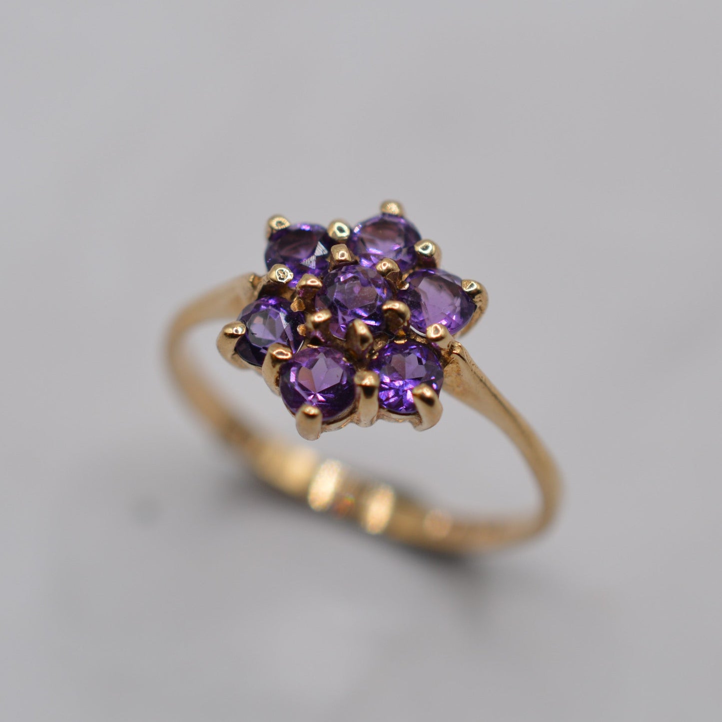 1990s 9ct Gold Amethyst Cluster Ring