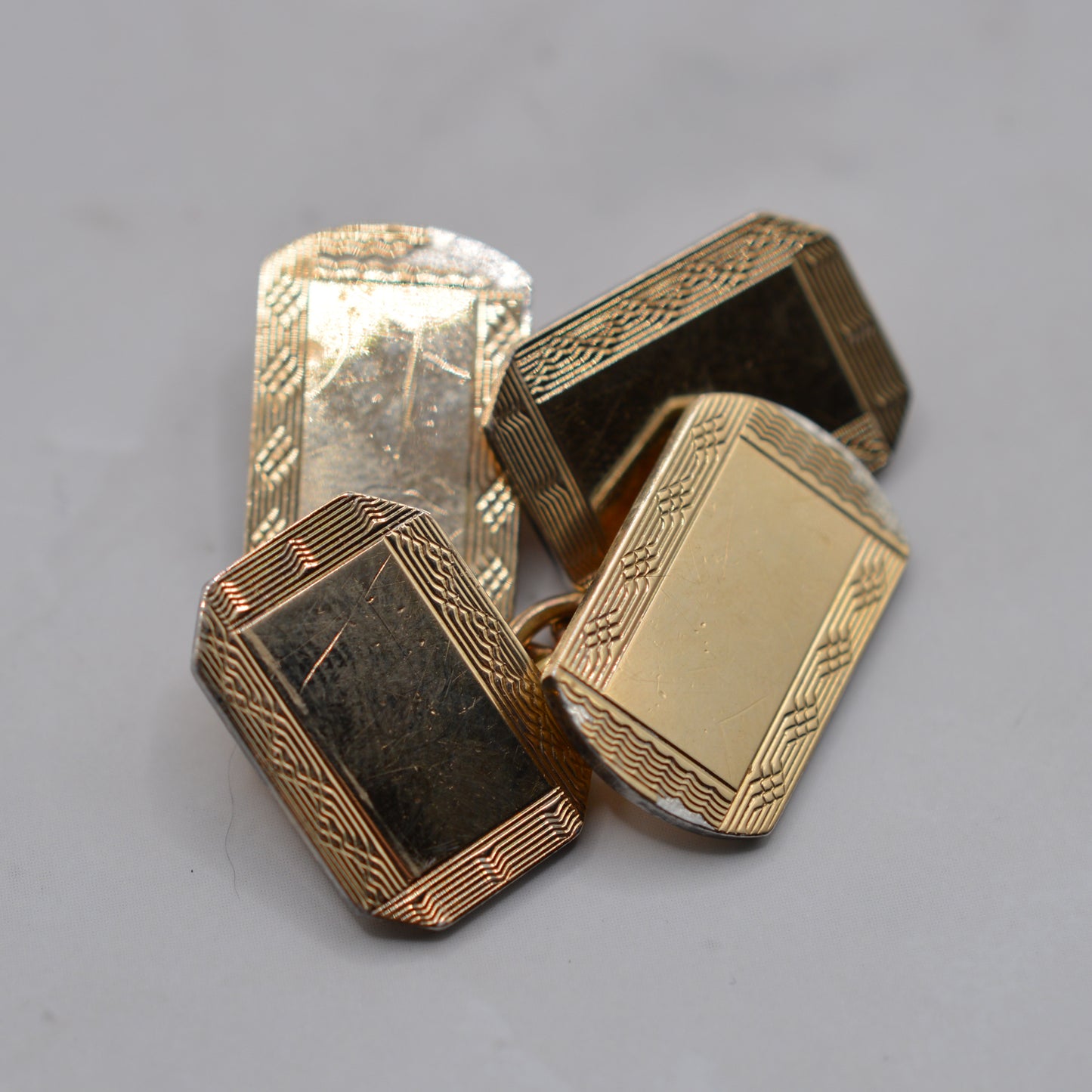 Antique Art Deco 9ct Gold & Silver Cufflinks by Henry Griffith & Sons