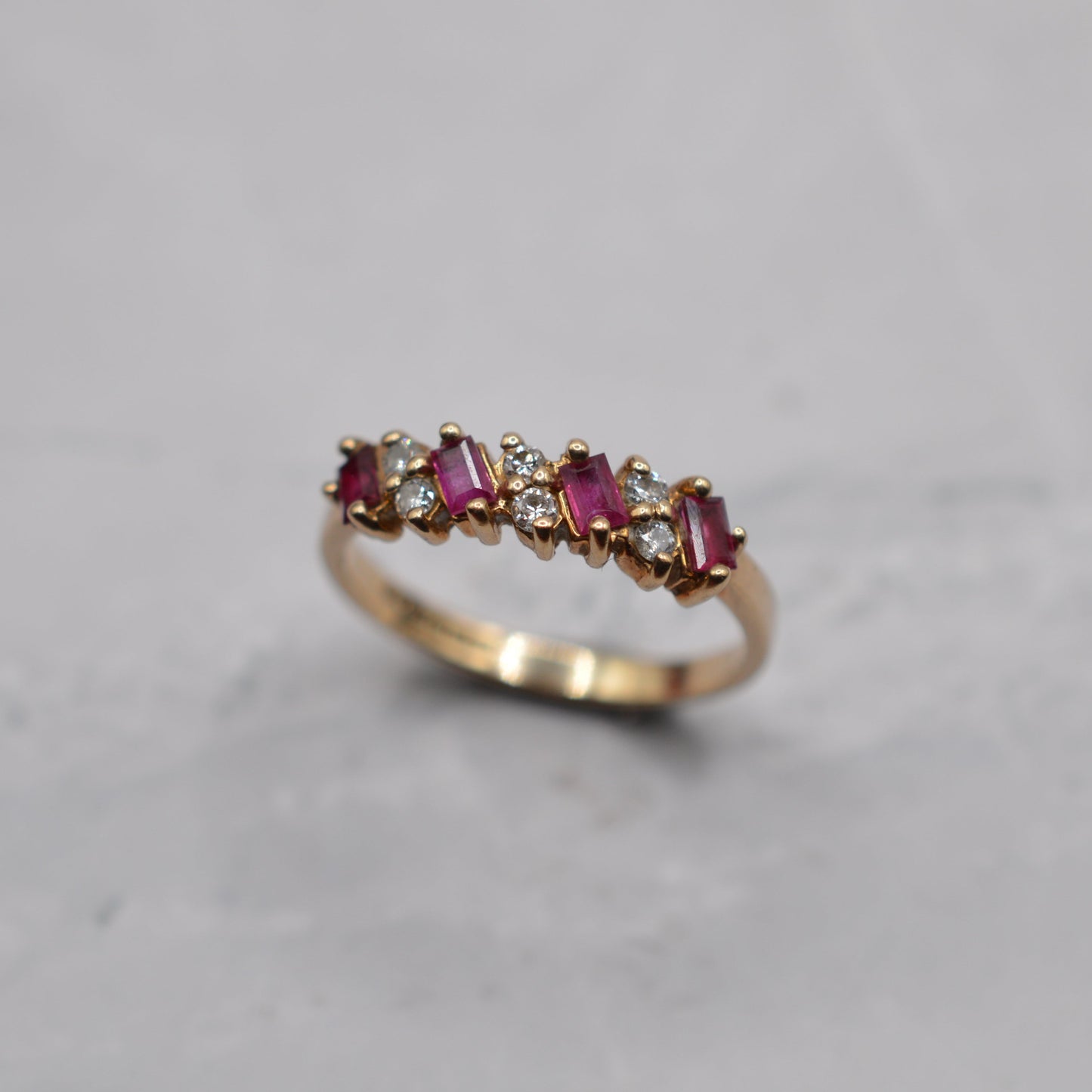 1990s 9ct Gold Ruby & Diamond Half-Eternity Ring