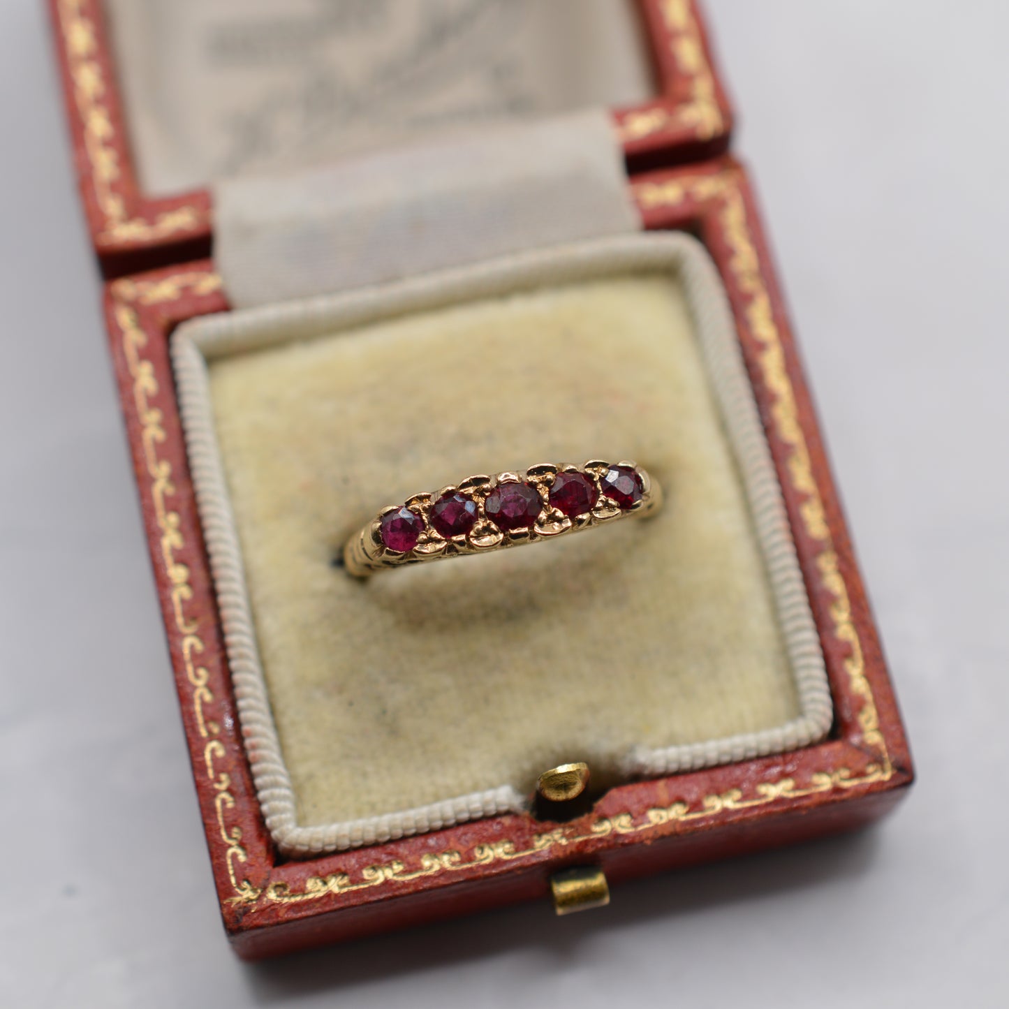 1990s 9ct Gold Ruby Five-Stone Ring