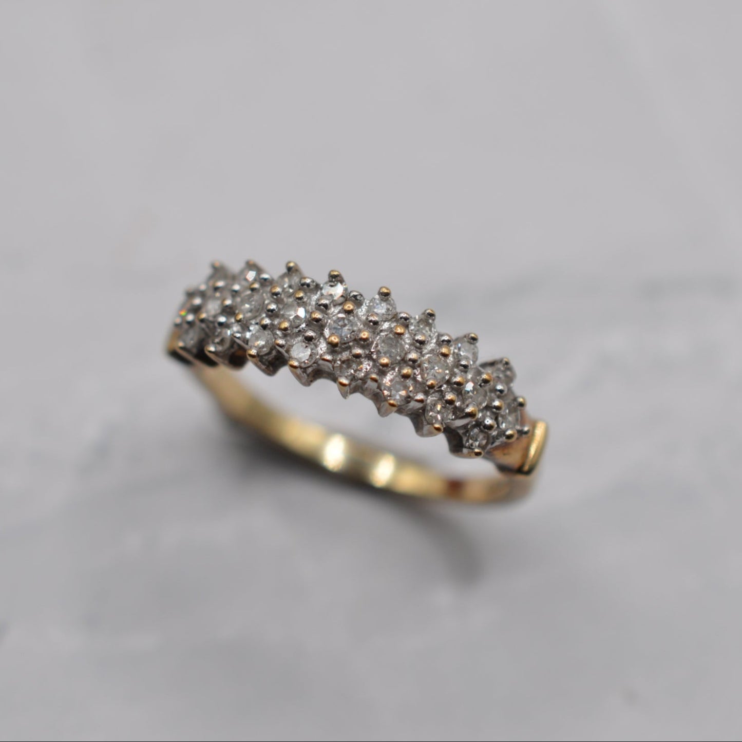 9ct Gold 0.25ct Diamond Triple Row Ring