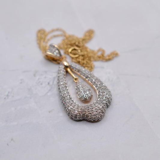 Chunky 1.24ct Diamond 9ct Gold Pendant Necklace (18”)