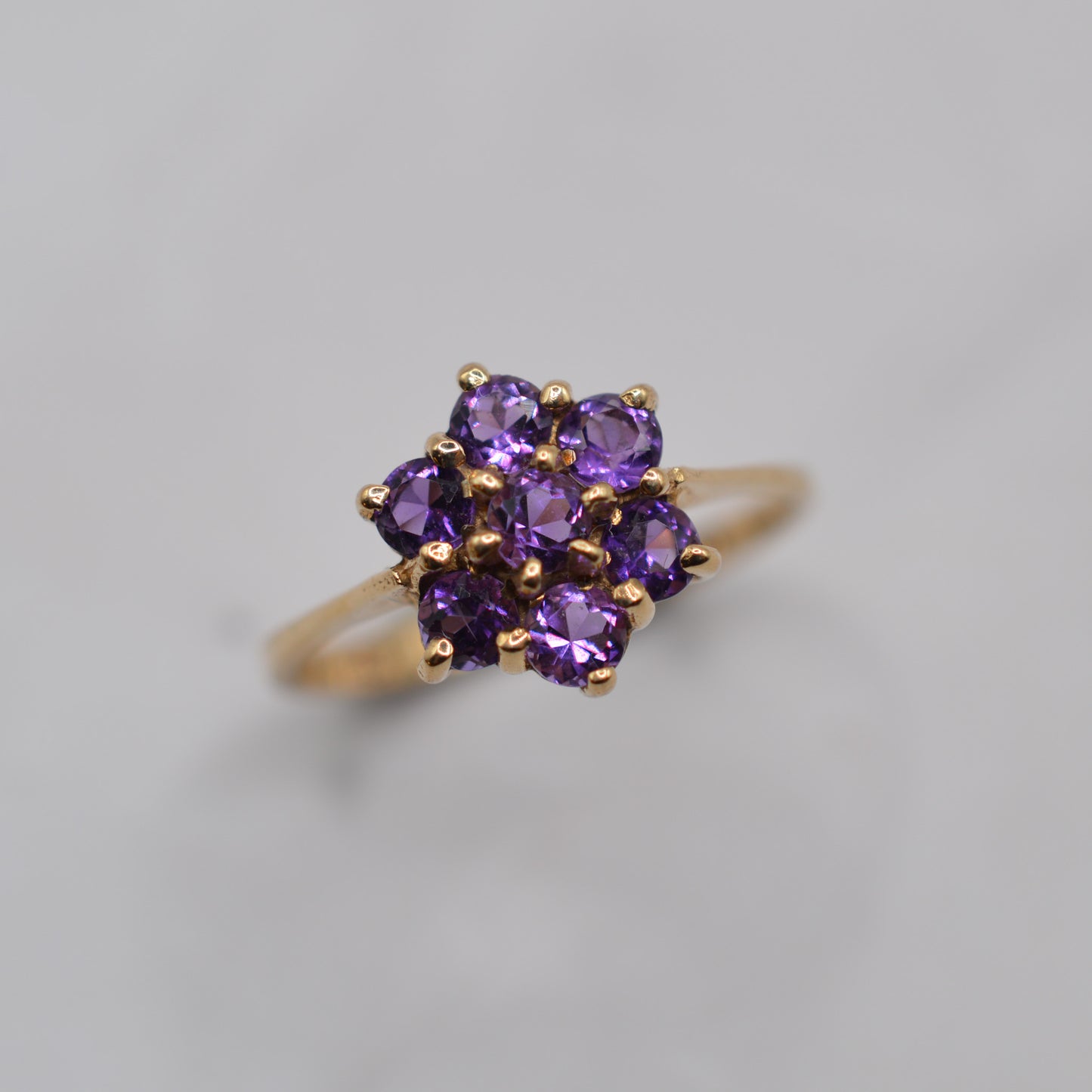 1990s 9ct Gold Amethyst Cluster Ring