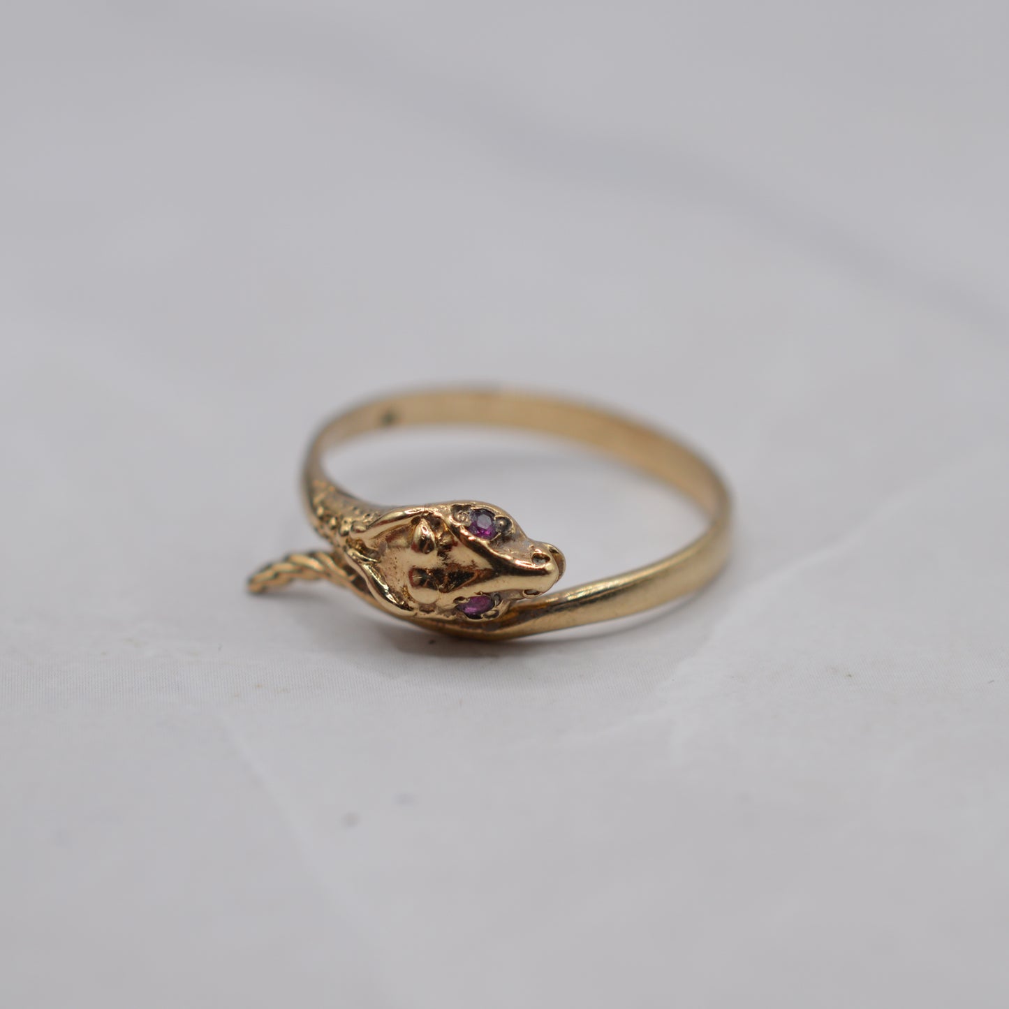 1980s 9ct Gold Ruby Snake Ring