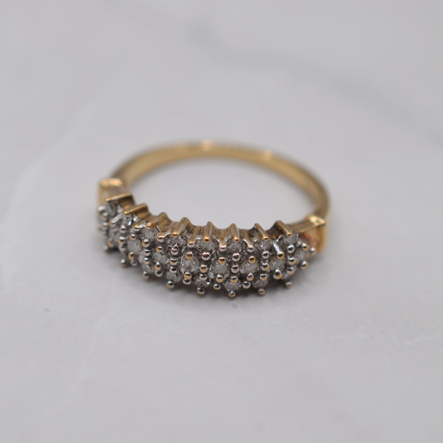 9ct Gold 0.25ct Diamond Triple Row Ring