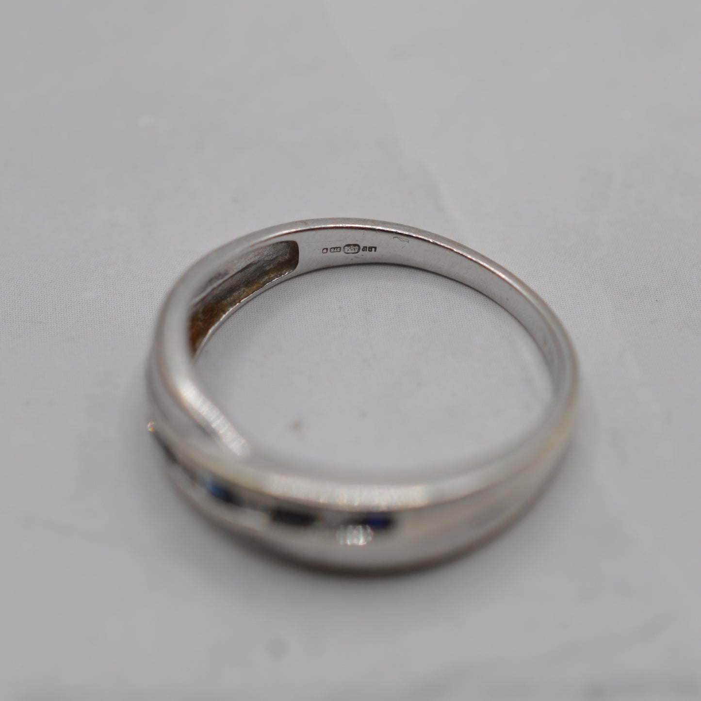 9ct White Gold Sapphire & Diamond Crossover Half-Eternity Ring
