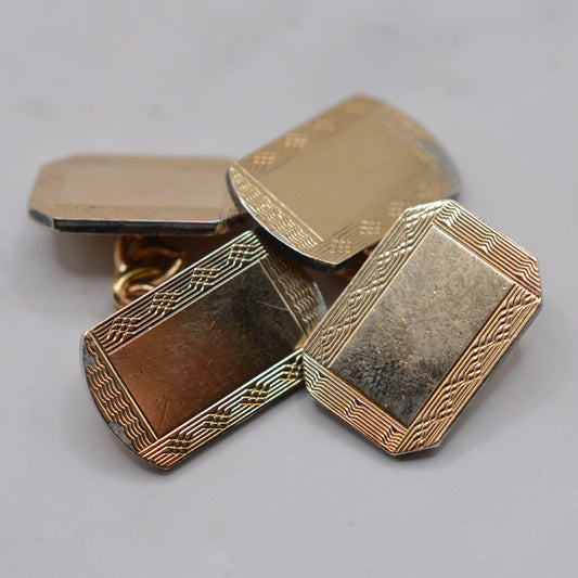 Antique Art Deco 9ct Gold & Silver Cufflinks by Henry Griffith & Sons