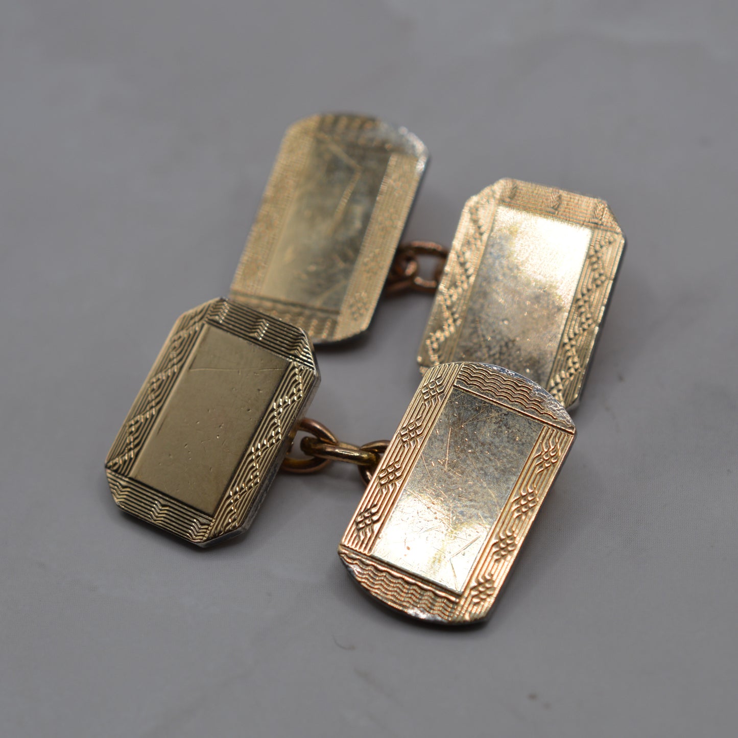 Antique Art Deco 9ct Gold & Silver Cufflinks by Henry Griffith & Sons