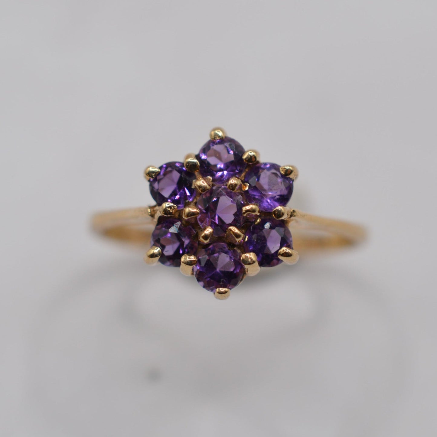 1990s 9ct Gold Amethyst Cluster Ring