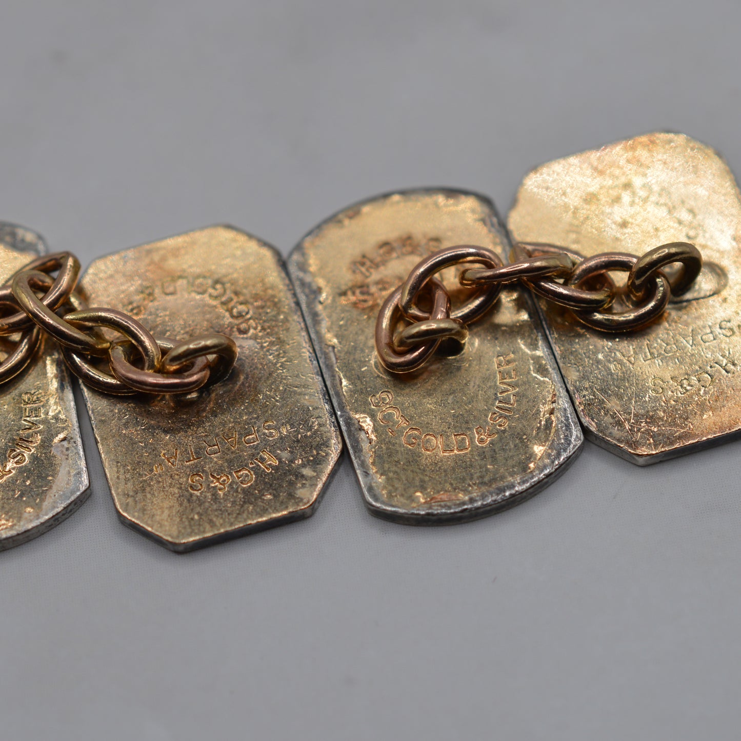 Antique Art Deco 9ct Gold & Silver Cufflinks by Henry Griffith & Sons