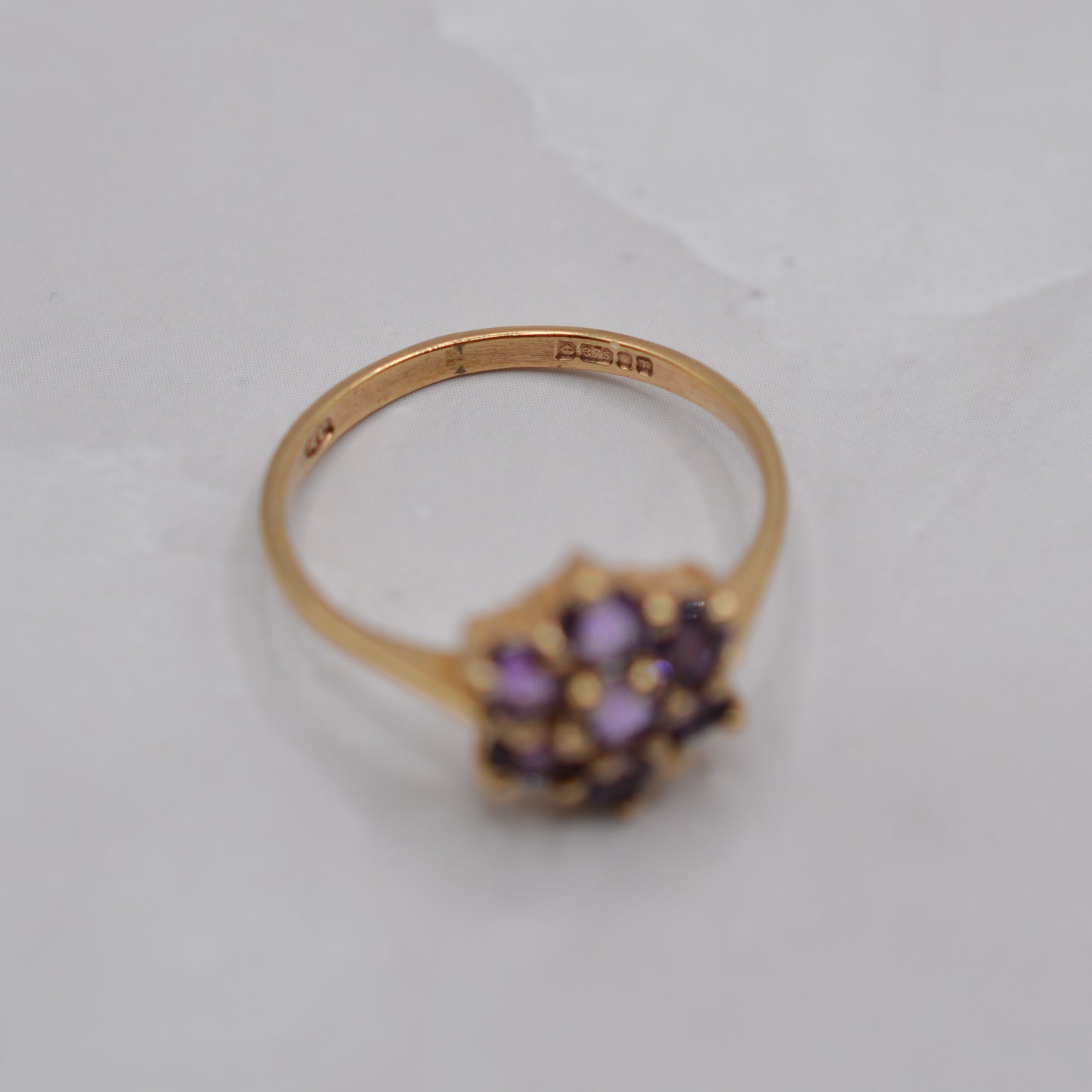 1990s 9ct Gold Amethyst Cluster Ring