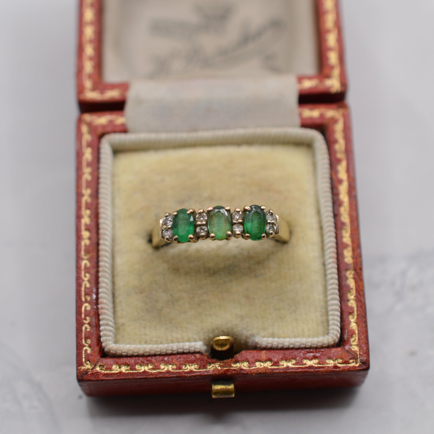 9ct Gold Emerald & Diamond Half-Eternity Ring