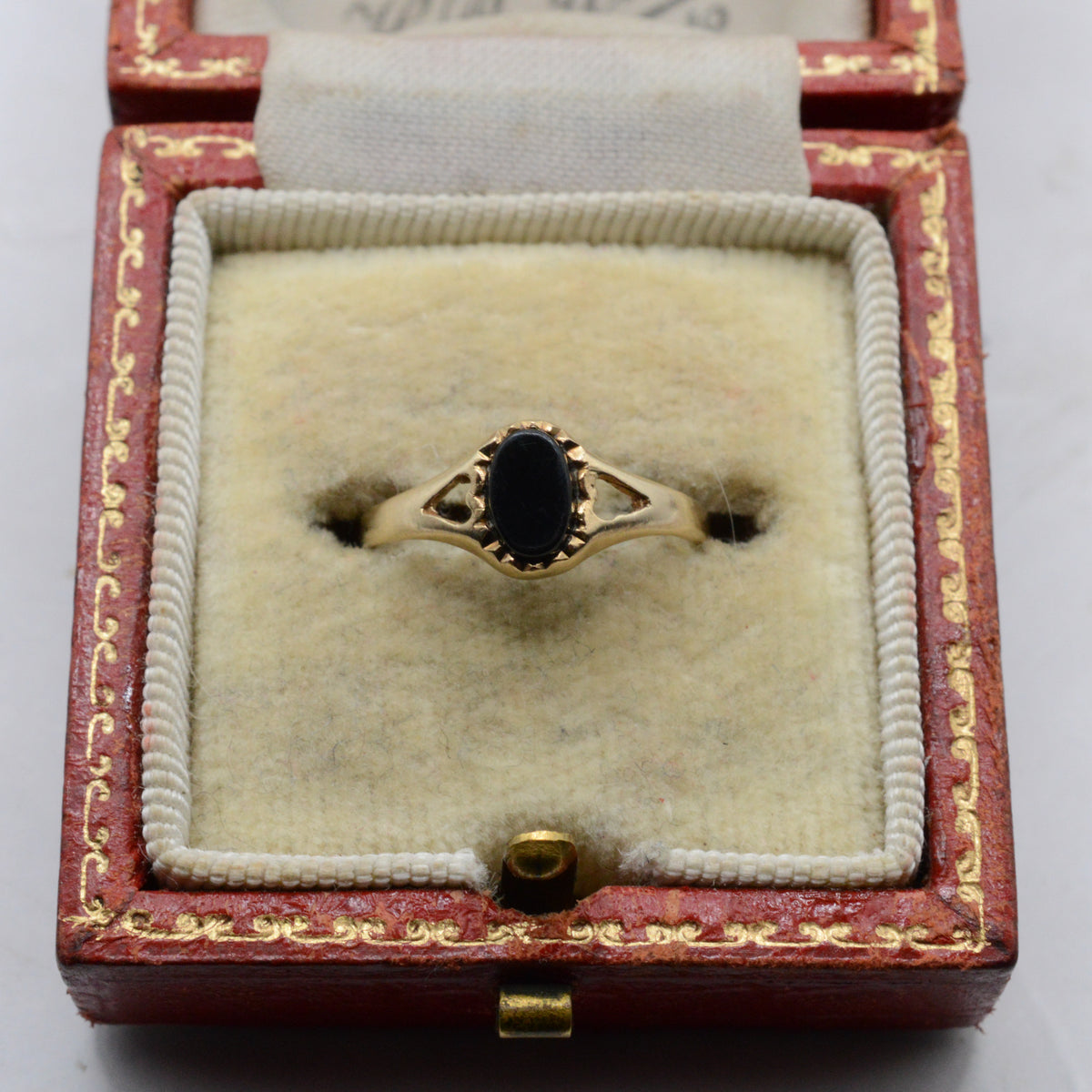 1970s Vintage 9ct Gold Onyx Pinky Ring