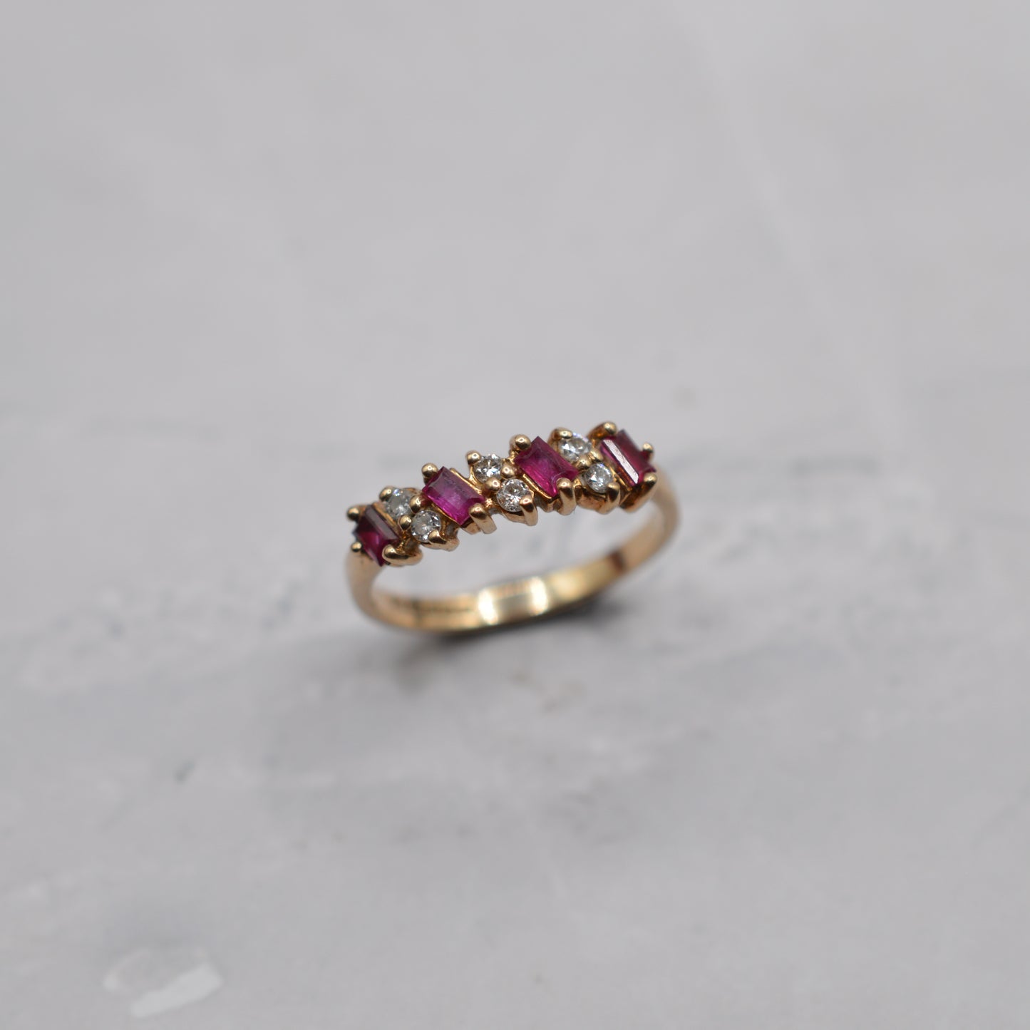 1990s 9ct Gold Ruby & Diamond Half-Eternity Ring