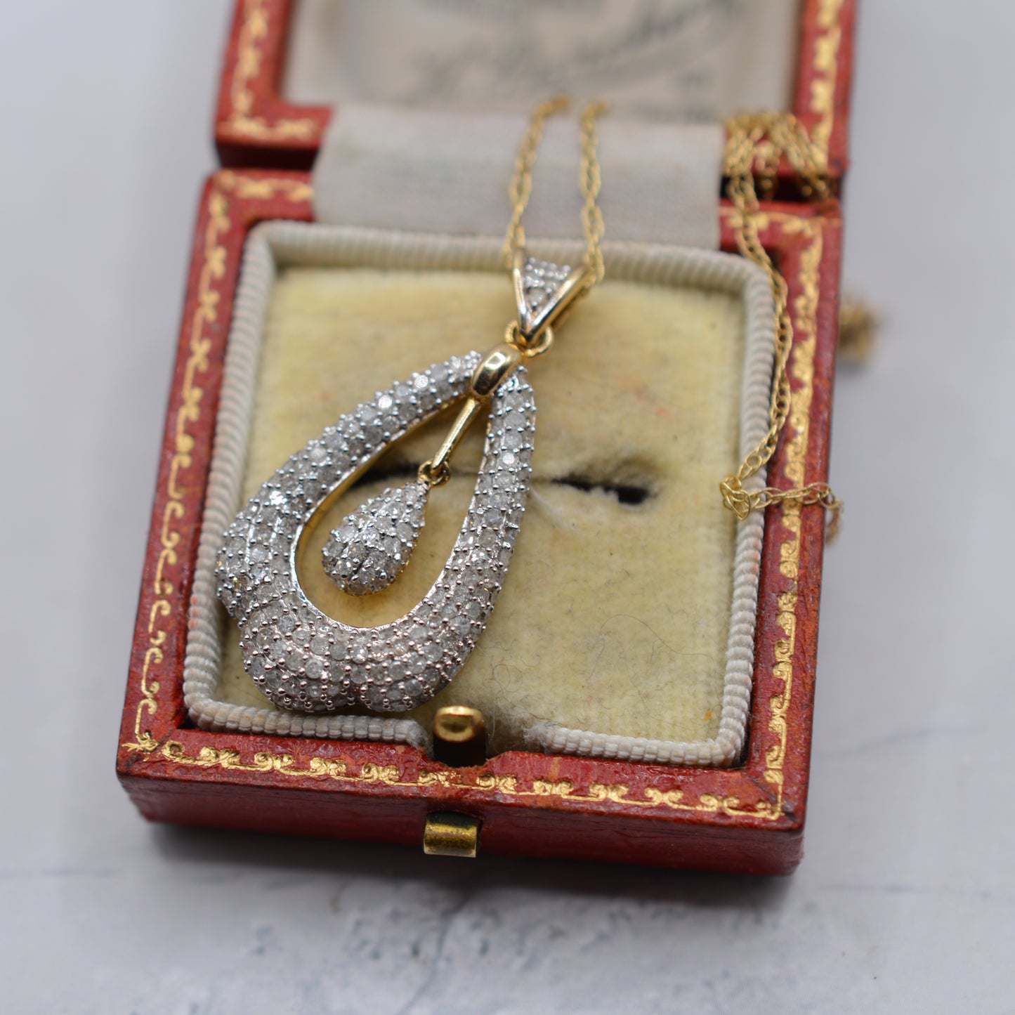 Chunky 1.24ct Diamond 9ct Gold Pendant Necklace (18”)