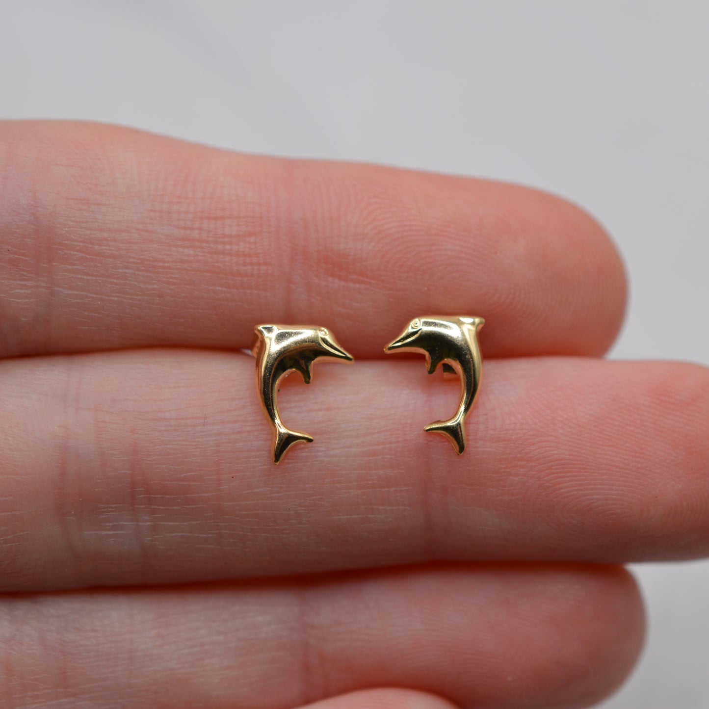 9ct Gold Dolphin Stud Earrings