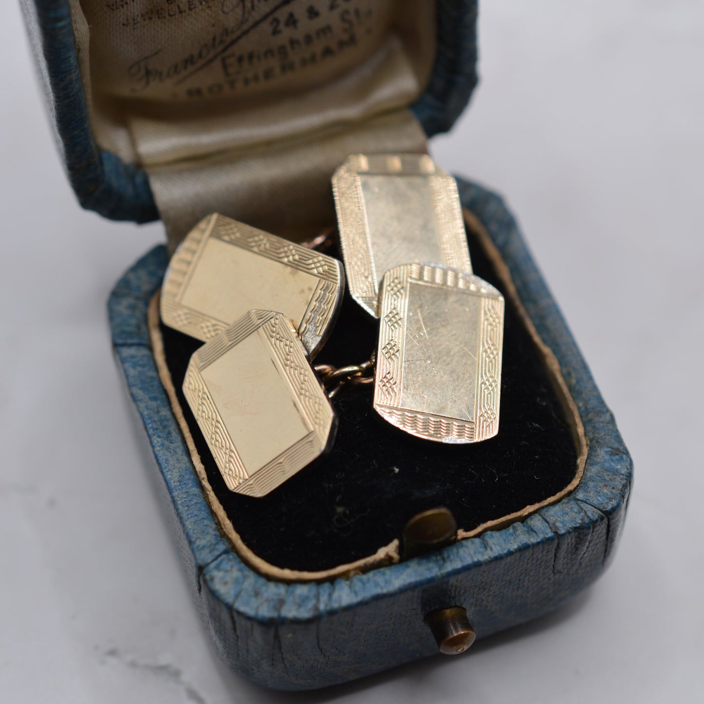 Antique Art Deco 9ct Gold & Silver Cufflinks by Henry Griffith & Sons
