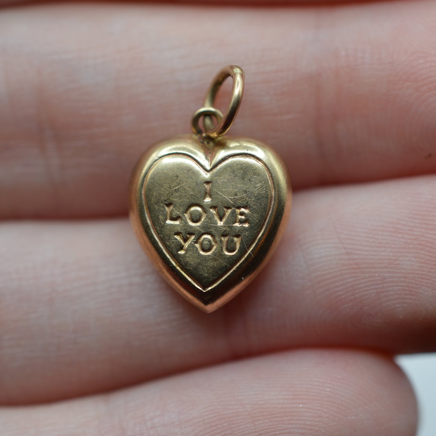 1960s Vintage 9ct Gold 'I Love You' Heart Charm/Pendant