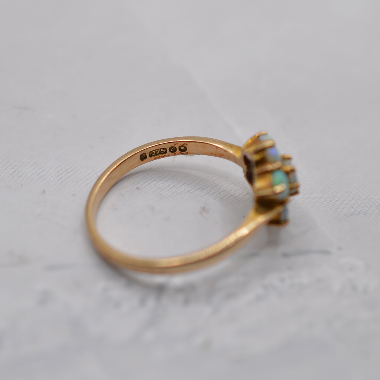 1970s Vintage 9ct Gold Opal Floral Cluster Ring