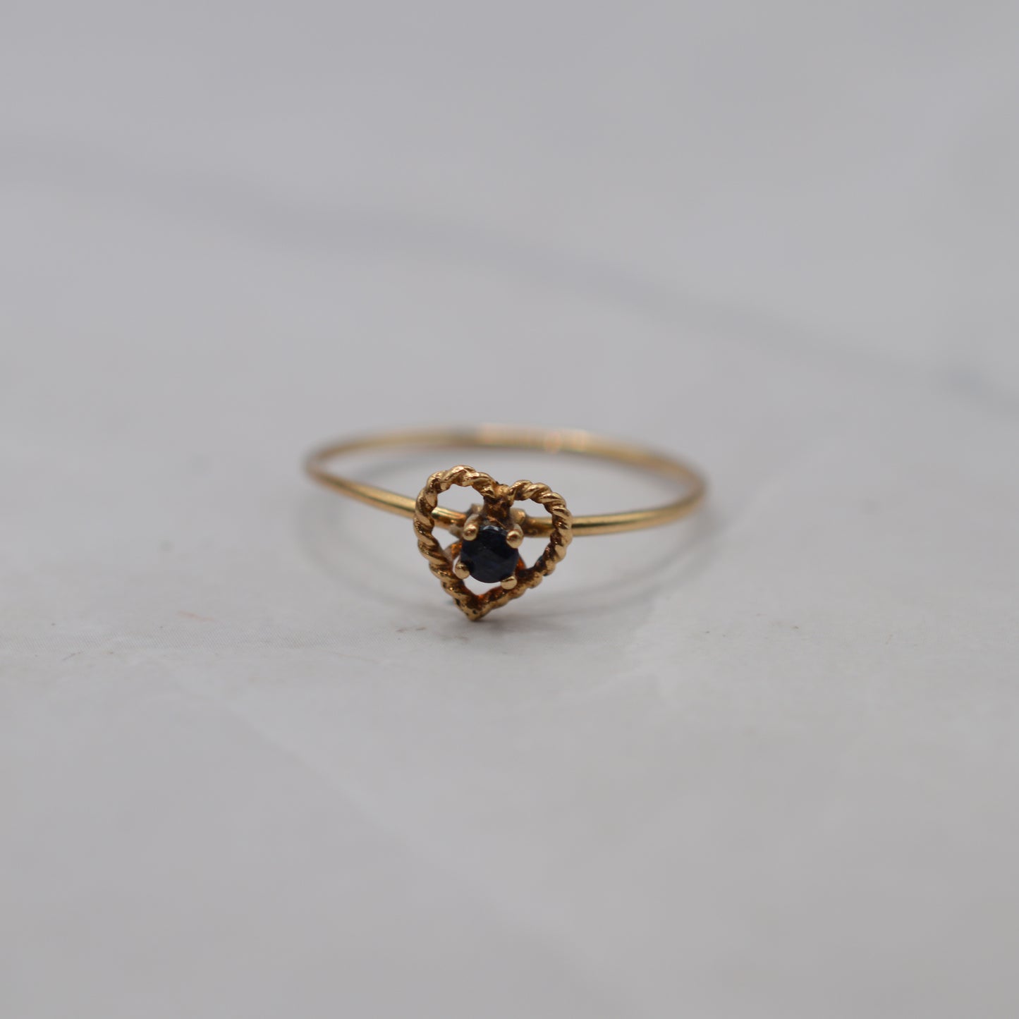 1980s 9ct Gold Sapphire Heart Ring
