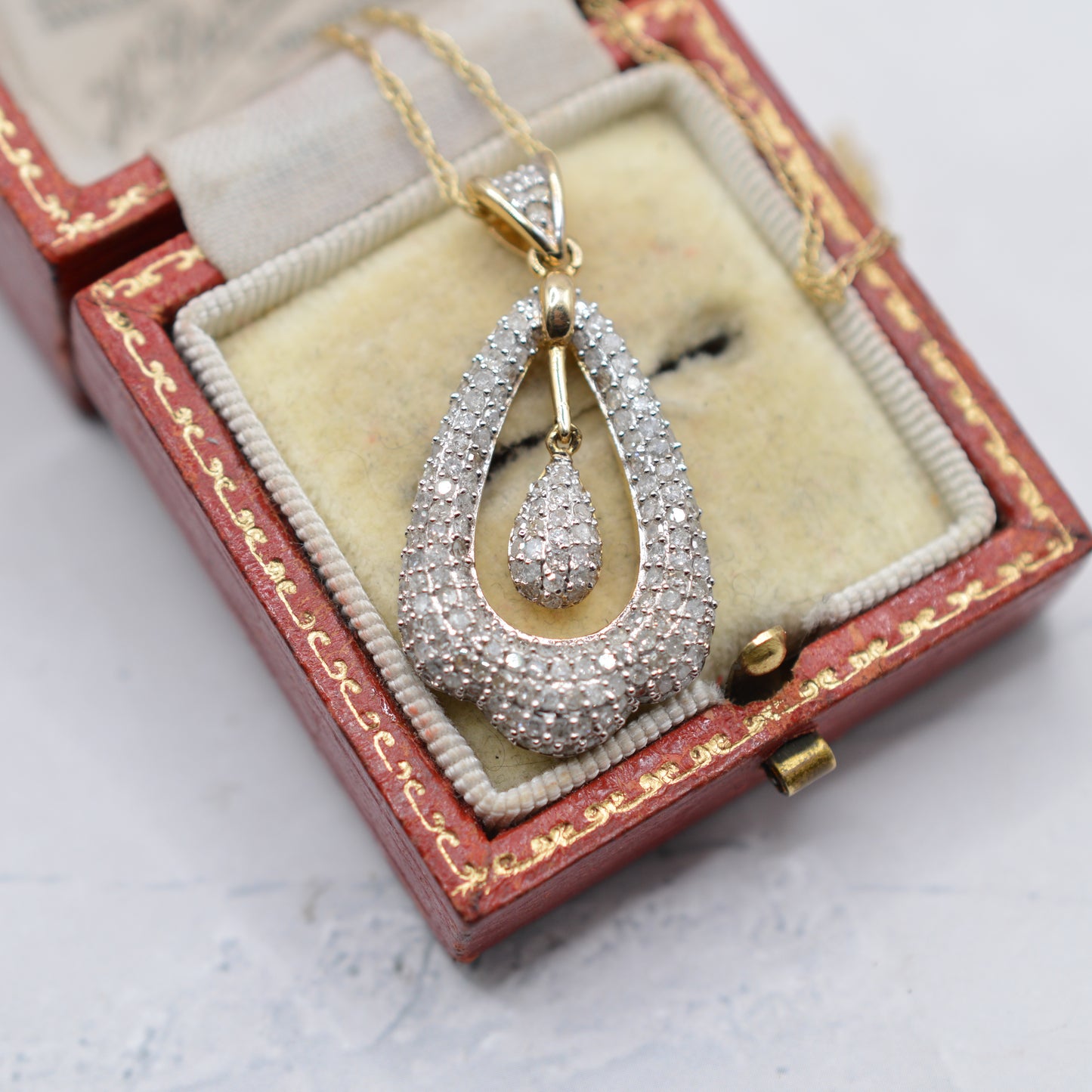 Chunky 1.24ct Diamond 9ct Gold Pendant Necklace (18”)