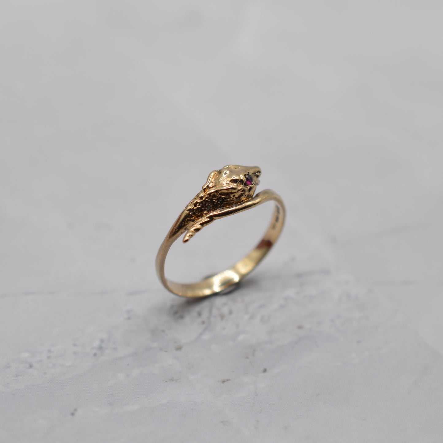 1980s 9ct Gold Ruby Snake Ring