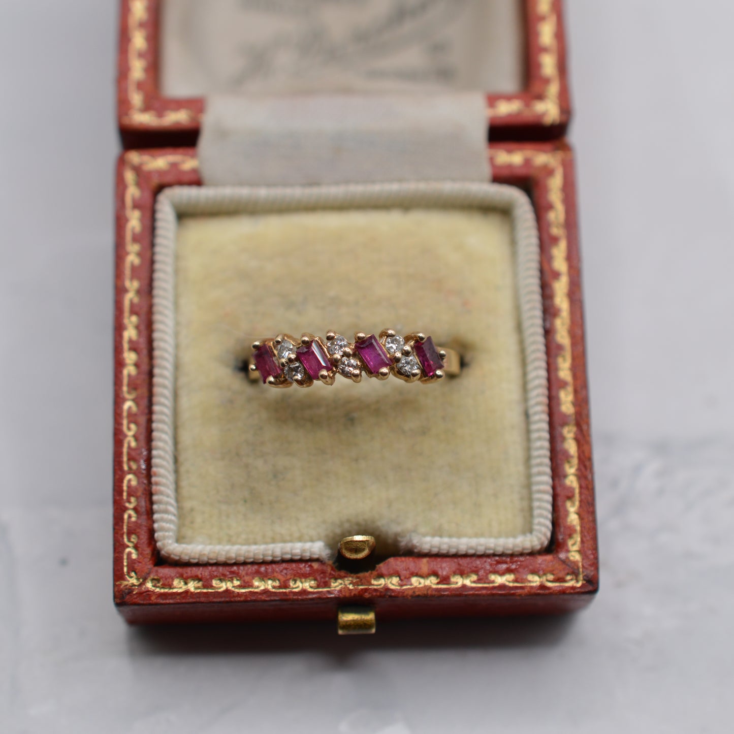 1990s 9ct Gold Ruby & Diamond Half-Eternity Ring
