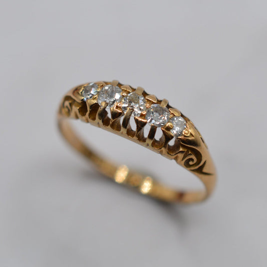 Antique Edwardian 18ct Gold Diamond Five-Stone Ring